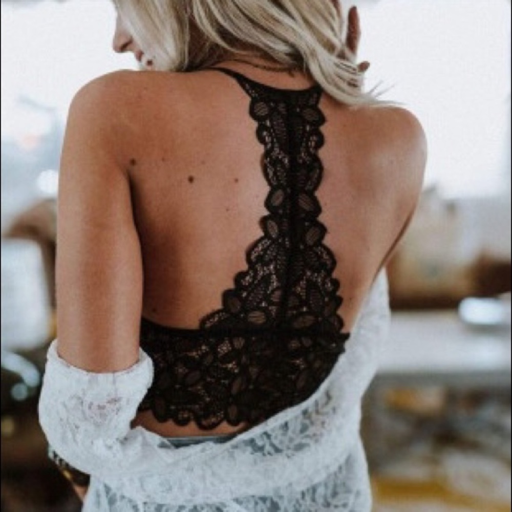 Black Crochet Lace Bralette Crop Top 🖤 S, M, L - Picture 10 of 15